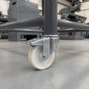 100mm Braked Swivel Castor White Nylon Wheel Plain Bearing 12mm Bolt Hole 120kg Load Capacity 4