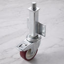 100mm Braked Swivel Jacking Castor Maroon Polyurethane Wheel Roller Bearing 76mm Lift 150kg Load Capacity 2