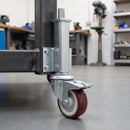 100mm Braked Swivel Jacking Castor Maroon Polyurethane Wheel Roller Bearing 76mm Lift 150kg Load Capacity 3