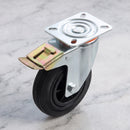 100mm Directional Brake Castor Black Rubber on Polypropylene Wheel Top Plate 75kg Load Capacity 3