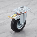 100mm Directional Brake Castor Black Rubber Wheel 100 x 85mm Top Plate 75kg Load Capacity 2