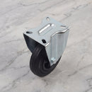 100mm Fixed Castor Black Rubber on Polypropylene Wheel Top Plate 75kg Load Capacity