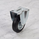 100mm Fixed Castor Black Rubber Wheel 100 x 85mm Top Plate 75kg Load Capacity 2