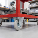 100mm Fixed Castor Grey Rubber on Pressed Steel Wheel Top Plate 75kg Load Capacity 1