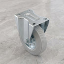 100mm Fixed Castor Grey Rubber on Pressed Steel Wheel Top Plate 75kg Load Capacity 2