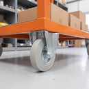 100mm Fixed Castor Grey Rubber on Pressed Steel Wheel Top Plate 75kg Load Capacity 3