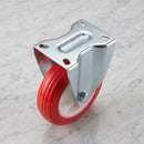 100mm Fixed Castor Red Polyurethane on Nylon Wheel Top Plate 110kg Load Capacity 3
