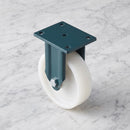100mm Fixed Castor White Nylon Wheel Ball Bearing Top Plate 300kg Load Capacity 2
