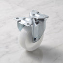 100mm fixed castor white nylon wheel with roller bearing and zinc plated top plate, 270kg load capacity