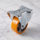 100mm Fixed Castor Yellow Polyurethane on Aluminium Wheel Ball Bearing Top Plate 250kg Load Capacity 2