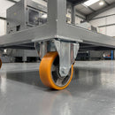 100mm Fixed Castor Yellow Polyurethane on Aluminium Wheel Ball Bearing Top Plate 250kg Load Capacity 3