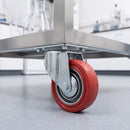 100mm High Temperature Swivel Castor Red Rubber Wheel Top Plate 60kg Load Capacity 1