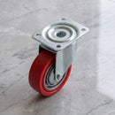 100mm High Temperature Swivel Castor Red Rubber Wheel Top Plate 60kg Load Capacity 4
