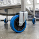 100mm Swivel Castor Blue Non-Marking Rubber on Polypropylene Wheel Roller Bearing 12mm Bolt Hole 120kg Load Capacity 1