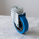 100mm Swivel Castor Blue Non-Marking Rubber on Polypropylene Wheel Roller Bearing 12mm Bolt Hole 120kg Load Capacity 2