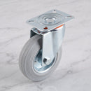 100mm Swivel Castor Grey Rubber on Pressed Steel Wheel Top Plate 75kg Load Capacity 2