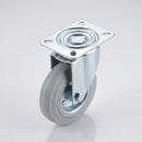 100mm Swivel Castor Grey Rubber on Pressed Steel Wheel Top Plate 75kg Load Capacity 3