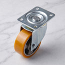 100mm Swivel Castor Yellow Polyurethane on Aluminium Wheel Ball Bearing Top Plate 250kg Load Capacity 2