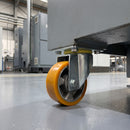 100mm Swivel Castor Yellow Polyurethane on Aluminium Wheel Ball Bearing Top Plate 250kg Load Capacity 3