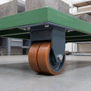 100mm Twin Wheel Fixed Gantry Castor Orange Polyurethane on Cast Iron Wheel Ball Bearing 135 x 110mm Top Plate 900kg Load Capacity 1