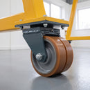 100mm Twin Wheel Swivel Gantry Castor Brown Polyurethane on Cast Iron Wheel Top Plate 600kg Load Capacity 4