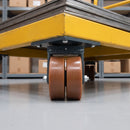 100mm Twin Wheel Swivel Gantry Castor Orange Polyurethane on Cast Iron Wheel Ball Bearing 135 x 110mm Top Plate 900kg Load Capacity 3