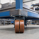 100mm Twin Wheel Swivel Gantry Castor Orange Polyurethane on Cast Iron Wheel Ball Bearing 135 x 110mm Top Plate 900kg Load Capacity 4
