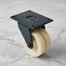 100mm Twin Wheel Swivel Gantry Castor White Nylon Wheel Top Plate 900kg Load Capacity 2