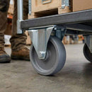 Slate Gray 100mm Pressed Steel Fixed Castor - Grey Cast Iron Wheel & 4-Bolt-Hole - 140kg Load Capacity