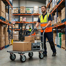100mm Pressed Steel Swivel Castor Wheel - Black Rubber & 4-Hole Plate - 75kg Load Capacity