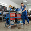 100mm Pressed Steel Swivel Castor Wheel - Grey Rubber - 4-Hole Top Plate - 75kg Load Capacity