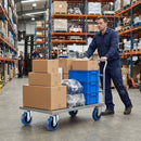 100mm Pressed Steel Swivel Castor with Blue Rubber on Polypropylene Wheel - 120kg Max Load