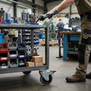 Black 100mm Swivel with Braked Castor Wheel - Grey Rubber on Polypropylene & 4-Hole Top Plate - 80kg Load