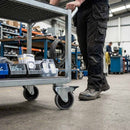 Dark Slate Gray 100mm Swivel with Braked Castor Wheel - Grey Rubber on Polypropylene & 4-Hole Top Plate - 80kg Load
