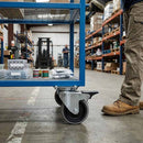 Dim Gray 100mm Swivel with Braked Castor Wheel - Grey Rubber on Polypropylene & 4-Hole Top Plate - 80kg Load