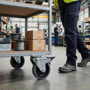 Gray 100mm Swivel with Braked Castor Wheel - Grey Rubber on Polypropylene & 4-Hole Top Plate - 80kg Load