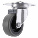 White Smoke Pressed Steel Swivel Castors With Grey Rubber on Black Polypropylene Wheel - 50mm to 100mm