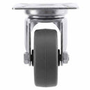 White Smoke Pressed Steel Swivel Castors With Grey Rubber on Black Polypropylene Wheel - 50mm to 100mm