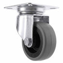 White Smoke Pressed Steel Swivel Castors With Grey Rubber on Black Polypropylene Wheel - 50mm to 100mm