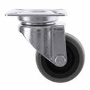 White Smoke Pressed Steel Swivel Castors With Grey Rubber on Black Polypropylene Wheel - 50mm to 100mm