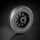 125mm Thermoplastic Wheel with Black Rubber Tyre, 15mm Bore