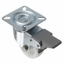 White Smoke Pressed Steel Braked Swivel Castors With White Nylon Wheel - 50mm & 75mm
