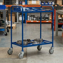 Small Tray Trolley 1065h x 457w x 760d mm with 2 Blue Trays