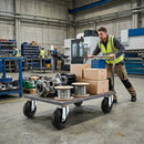 Dark Sea Green Pressed Steel Swivel Castors with Black Rubber on Polypropylene Wheel - 80mm to 150mm