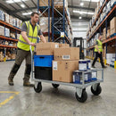 Dark Gray Pressed Steel Fixed Castors with Black Rubber on Polypropylene Wheel - 80mm to 150mm