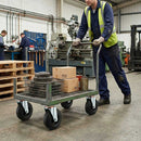 Dark Sea Green Pressed Steel Swivel Castors with Black Rubber on Polypropylene Wheel - 80mm to 150mm