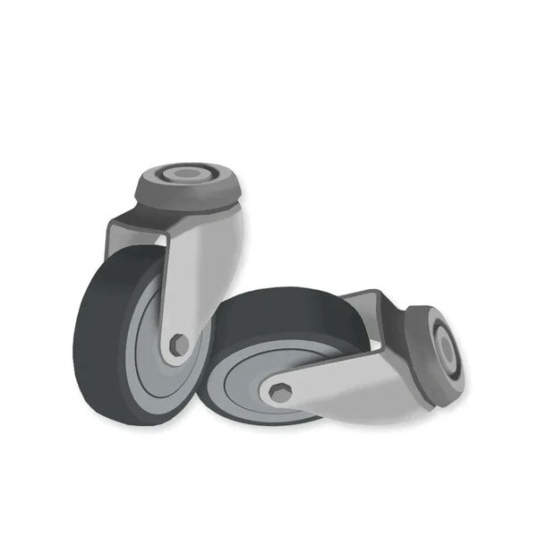 Dim Gray 125mm Swivel & Braked Apparatus Castor with Single Bolt Fitting & Grey Non Marking Wheel