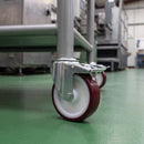 125mm Braked Swivel Castor Red Polyurethane on Nylon Wheel Roller Bearing 12mm Bolt Hole 200kg Load Capacity 3