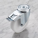 125mm Braked Swivel Castor White Nylon Wheel Plain Bearing 12mm Bolt Hole 150kg Load Capacity 2