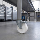 125mm Braked Swivel Castor White Nylon Wheel Plain Bearing 12mm Bolt Hole 150kg Load Capacity 3
